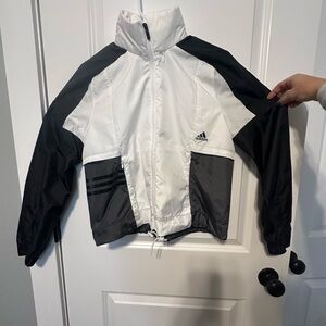 Adidas Black White and Gray Windbreaker Jacket Women’s size Small